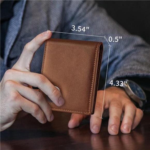 AirTag Wallet Genuine Leather RFID Blocking Wallet with AirTag Holder - - Picture 2 of 7